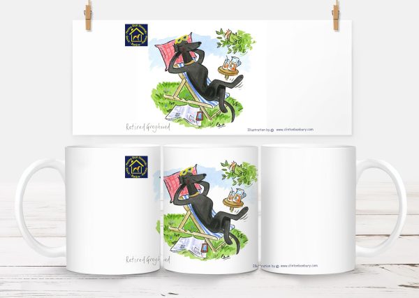 Deckchair black greyhound mug